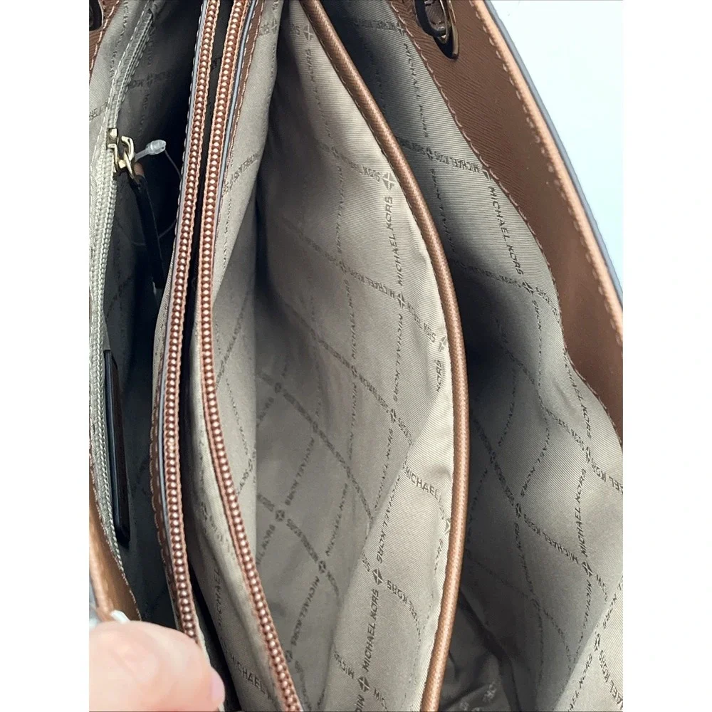 NWT Michael Kors Walsh MD MF Tote Brown Luggage MK Signature Shoulder Bag - Picture 8 of 12